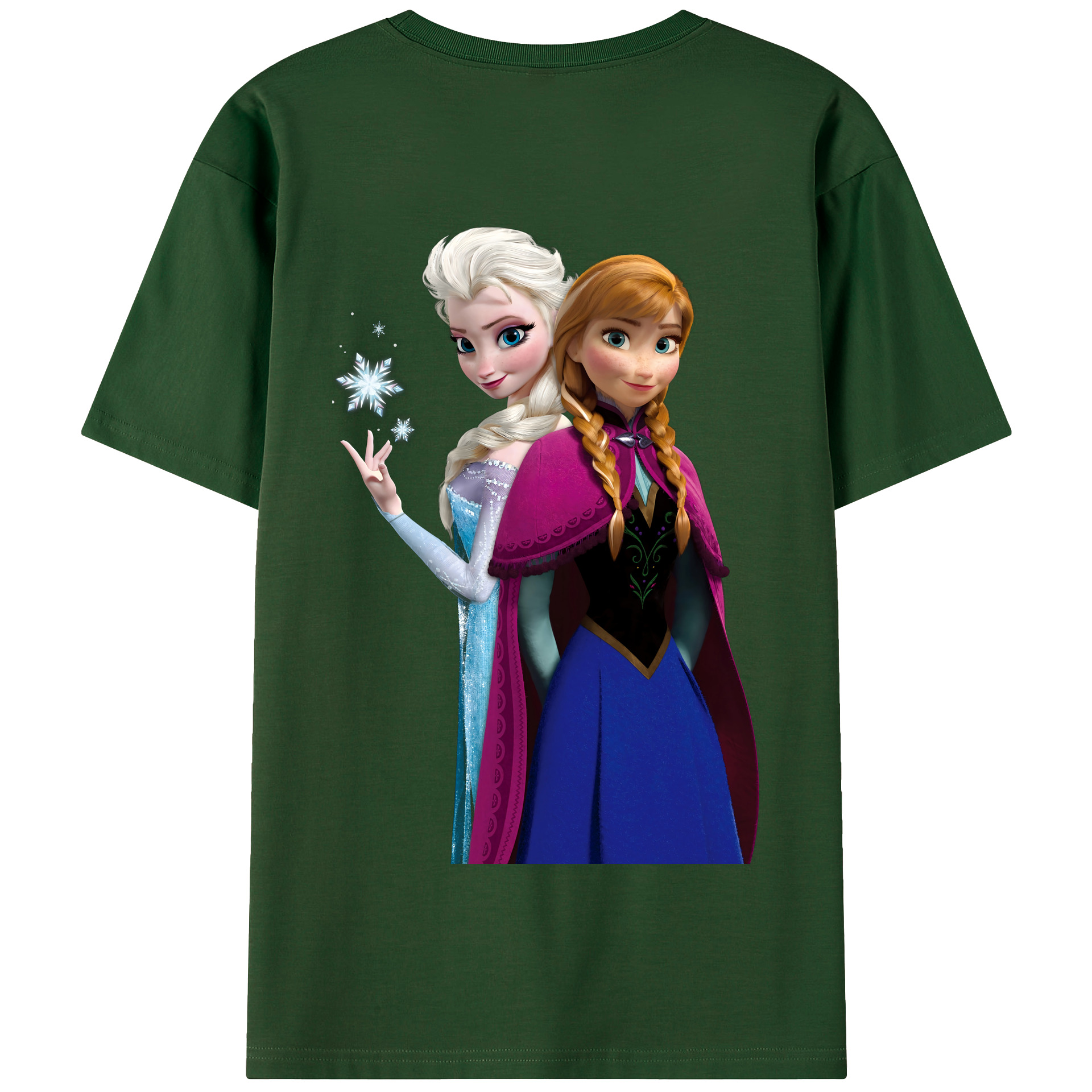 （画像用） アナと雪の女王 アンナ エルサ Frozen Anna Elsa 綿100％半袖Tシャツ（背面プリント）